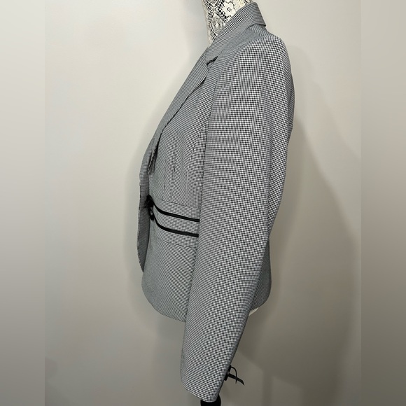 Houndstooth plaid black and white two button front lined suit jacket blazer - Picture 11 of 16